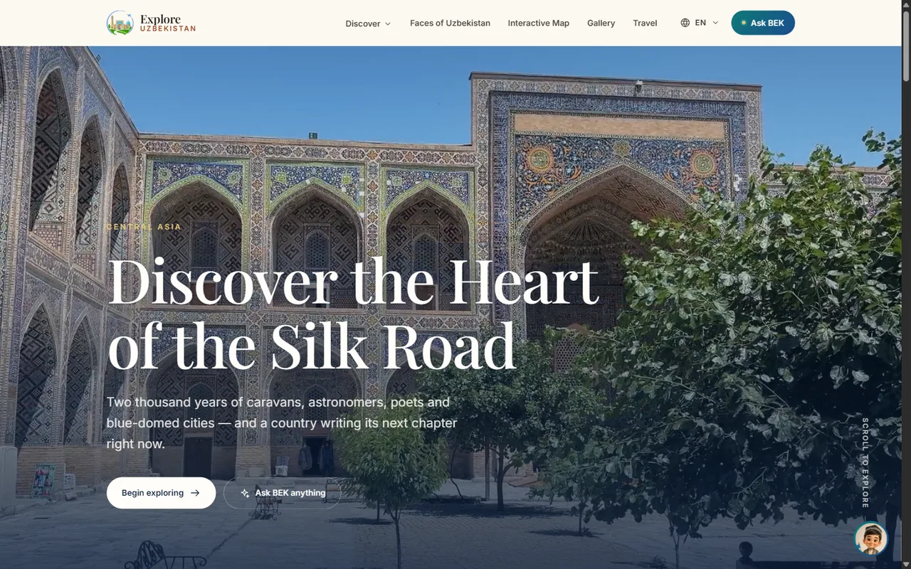 Home page of Explore Uzbekistan